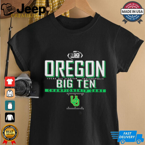 Official Oregon Ducks 2024 Big Ten Football Championship Game Schedule Lucas Oil Stadium Indianapolis t shirt