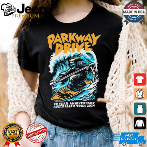 Official Parkway Drive 20 Year Anniversary Australian Tour 2024 Surfing Reaper t shirt