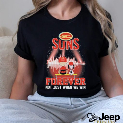 Official Peanuts Snoopy And Charlie Brown Watching Gold Coast Suns Forever Not Just When We Win Shirt