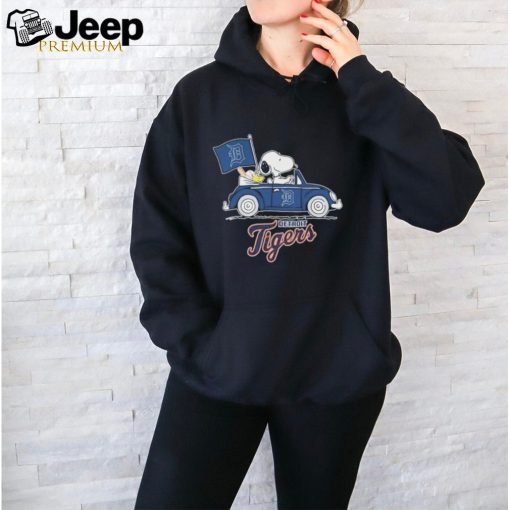 Official Peanuts Snoopy And Woodstock On Car Detroit Tigers 2024 Shirt