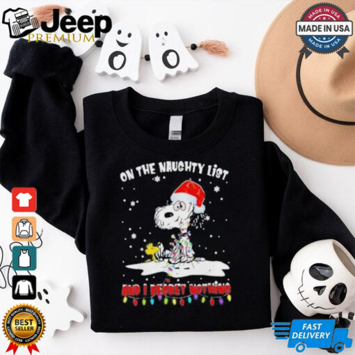 Official Peanuts Snoopy Christmas On The Naughty List And I Regret Nothing 2024 T Shirt