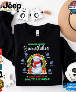 Official Personalized Grandkids Are Like Snowflakes Each One Is Beautifully Unique Christmas Shirt