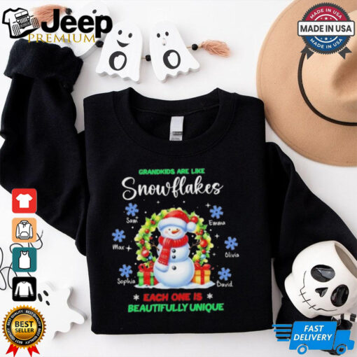 Official Personalized Grandkids Are Like Snowflakes Each One Is Beautifully Unique Christmas Shirt