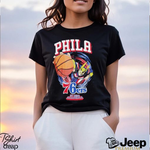 Official Philadelphia 76ers Hyperfly Unisex NBA x My Hero Academia All Might Smash T Shirt