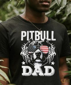 Official Pitbull Dad USA Flag T Shirt