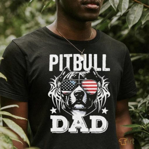 Official Pitbull Dad USA Flag T Shirt