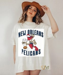 Official Po’ The Pelican Blue Gold Outline New Orleans Bird Basketball T shirt