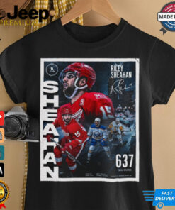 Official Poster Riley Sheahan Red Wings NHL 2024 637 Regular Season Games Signature t shirt