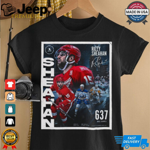 Official Poster Riley Sheahan Red Wings NHL 2024 637 Regular Season Games Signature t shirt