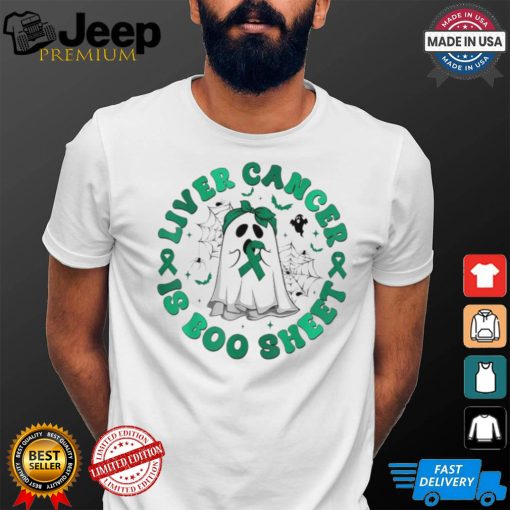 Official Retro groovy liver cancer is boo sheet ghost green ribbon T shirt