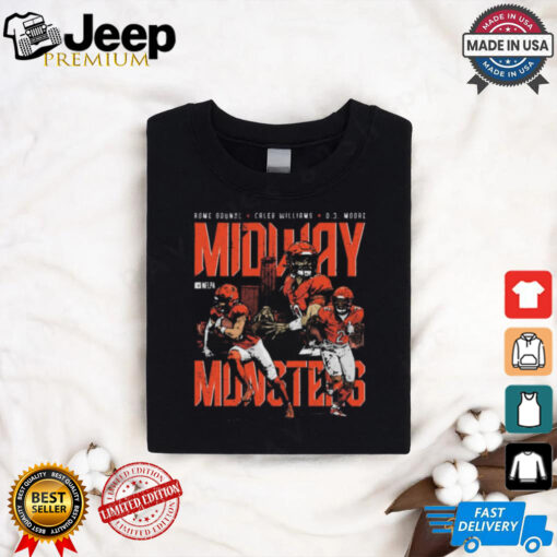 Official Rome Odunze Caleb Williams D.J. Moore Chicago Bears Midway Monsters Graphic t shirt