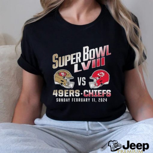 Official San Francisco 49Ers vs. Kansas City Chiefs Super Bowl LVIII 2024 Helmet Shirt