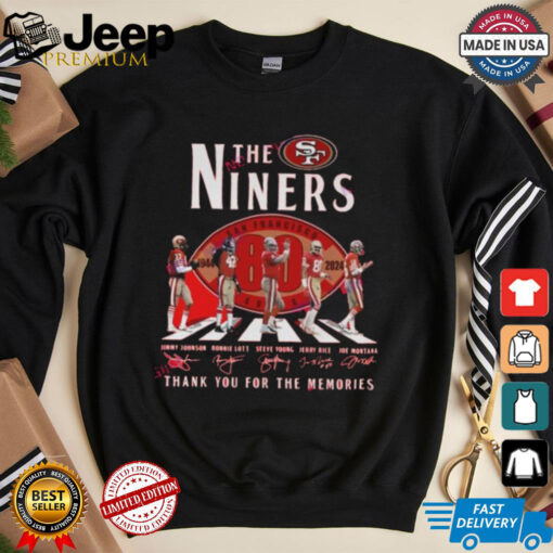 Official San Francisco 49ers 80th Anniversary Thank You For The Memories Signatures Shirt