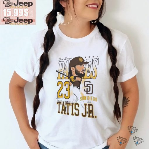 Official San diego padres fernando tatis jr. new era white caricature T shirt