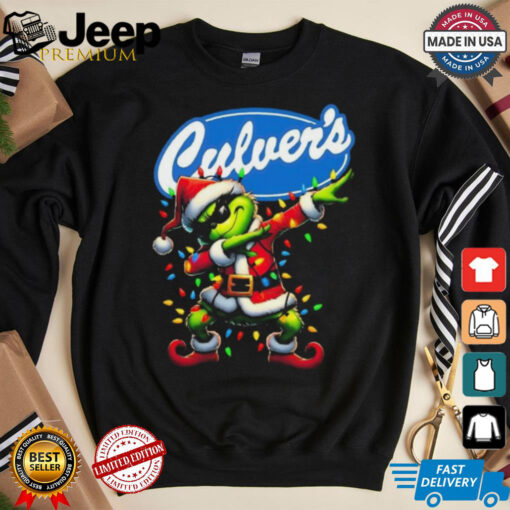 Official Santa Grinch Dabbing Culver’s Merry Christmas Light Shirt