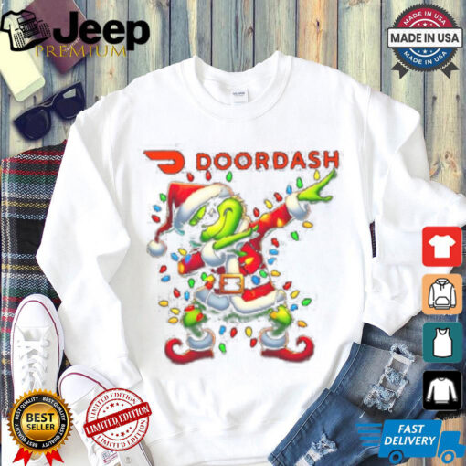 Official Santa Grinch Dabbing DoorDash Merry Christmas Light Shirt