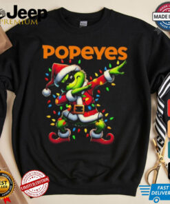 Official Santa Grinch Dabbing Popeyes Merry Christmas Light Shirt