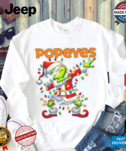 Official Santa Grinch Dabbing Popeyes Merry Christmas Light Shirt