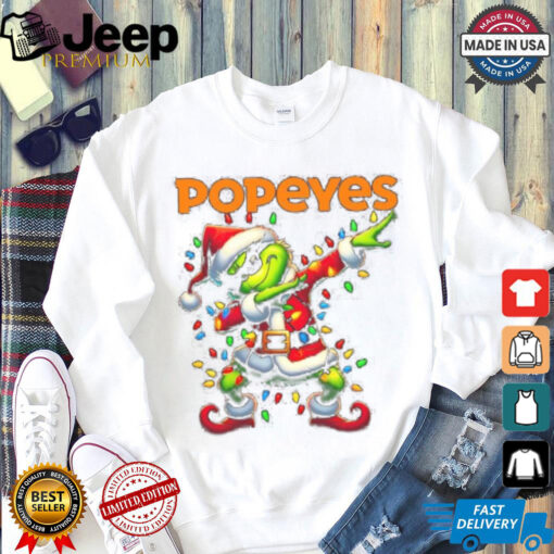 Official Santa Grinch Dabbing Popeyes Merry Christmas Light Shirt