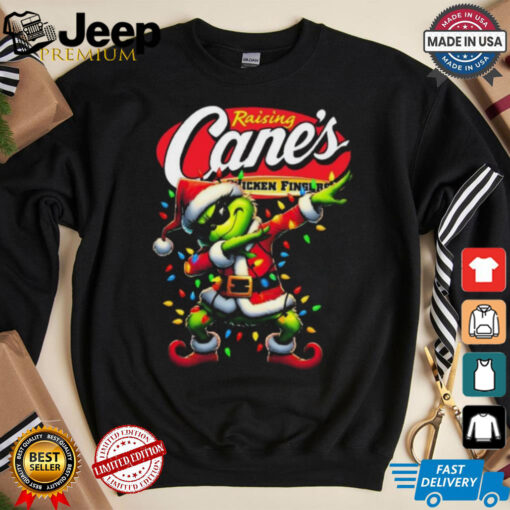 Official Santa Grinch Dabbing Raising Cane’s Chicken Fingers Merry Christmas Light Shirt