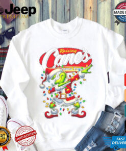 Official Santa Grinch Dabbing Raising Cane’s Chicken Fingers Merry Christmas Light Shirt