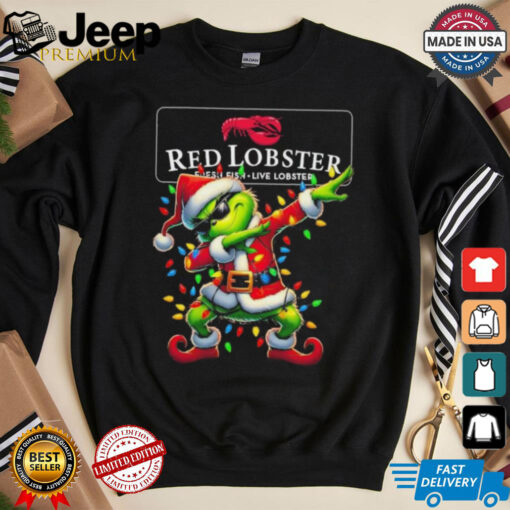 Official Santa Grinch Dabbing Red Lobster Merry Christmas Light Shirt