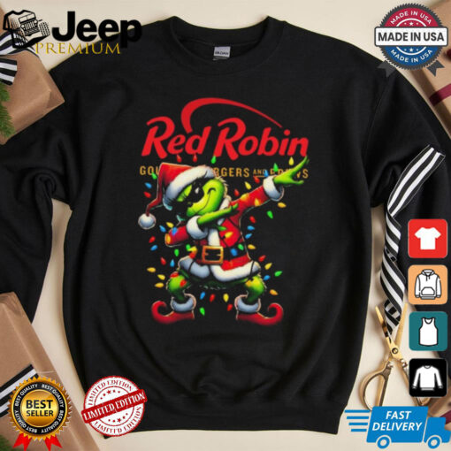 Official Santa Grinch Dabbing Red Robin Merry Christmas Light Shirt