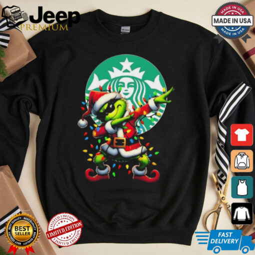 Official Santa Grinch Dabbing Starbucks Merry Christmas Light Shirt