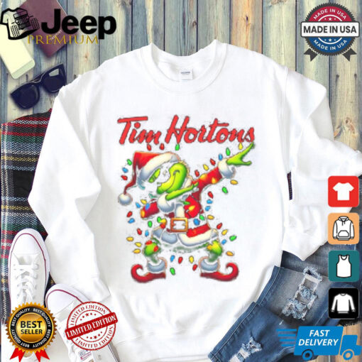 Official Santa Grinch Dabbing Tim Hortons Merry Christmas Light Shirt