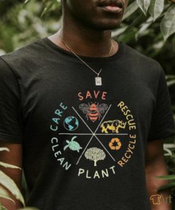 Official Save Bees Rescue Animals Recycle Plastic Earth Day T shirt