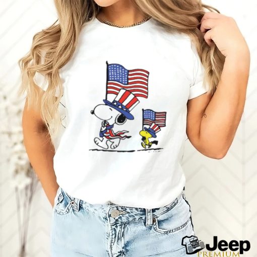 Official Snoopy And Woodstock American Flag 4th Of July T Shirt
