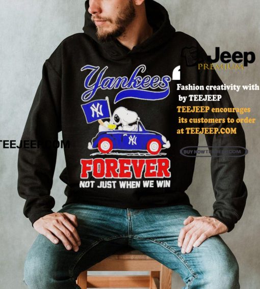 Official Snoopy Drives Car New York Yankees Flag Forever Not Just When We Win T Shirt