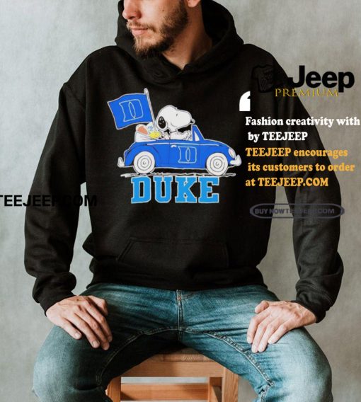 Official Snoopy Drives Car With Duke Blue Devils Flag T Shirt