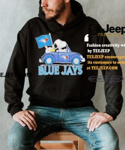 Official Snoopy Drives Car With Toronto Blue Jays Flag T Shirt