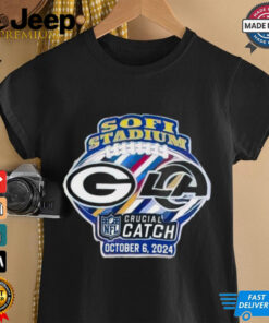 Official Soft Stadium Green Bay Packers Vs Los Angeles Rams NFL Crucial Catch October 6, 2024 Logo t shirt