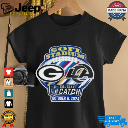 Official Soft Stadium Green Bay Packers Vs Los Angeles Rams NFL Crucial Catch October 6, 2024 Logo t shirt