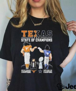 Official Son Goku And Vegeta Texas State Of Champions 2023 NCAA Tournament And Super Bowl Champions Shirt