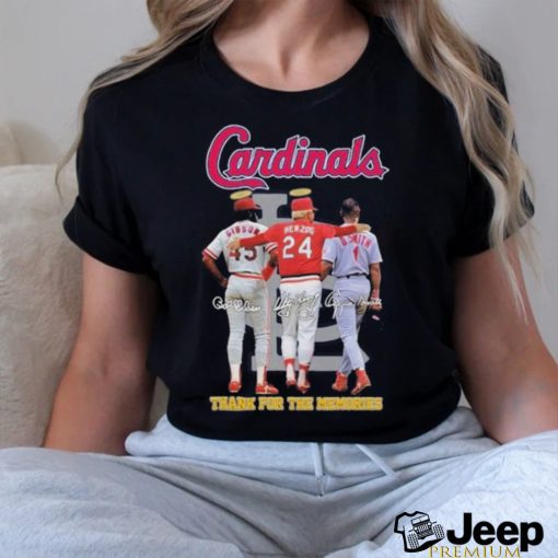 Official St Louis Cardinals Gibson Herzog And O. Smith Thank You For The Memories Signatures Shirt