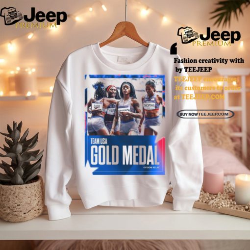 Official Team USA 4x100M Relay Gold Medal Paris Olympic 2024 Poster t shirt