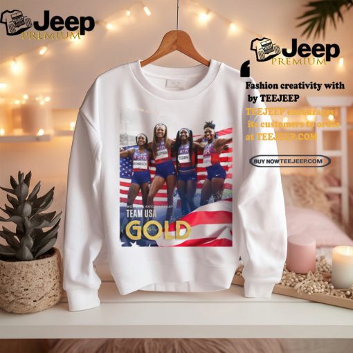 Official Team USA Gold Medal Win Women’s 4x100m Relay Paris Olympic 2024 Poster t shirt