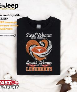 Official Texas Longhorns Real Women Love Football Smart Women Love Longhorns Diamond Heart 2024 Shirt