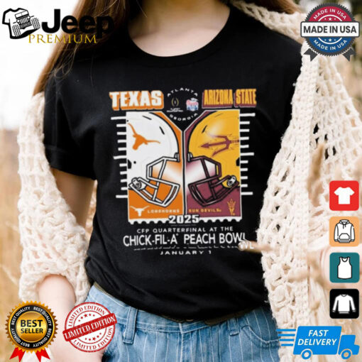 Official Texas Longhorns Vs Arizona State Sun Devils 2024 CFP Quarter Final Bound Peach Bowl Jan 1 t shirt