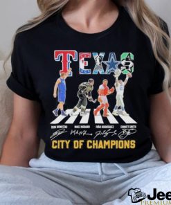 Official Texas Sports Teams Players Abbey Road City Of Champions Signatures Shirt