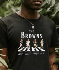 Official The Browns Abbey Road Joe Thomas Otto Graham Paul Warfield And Jim Brown Signatures Shirt