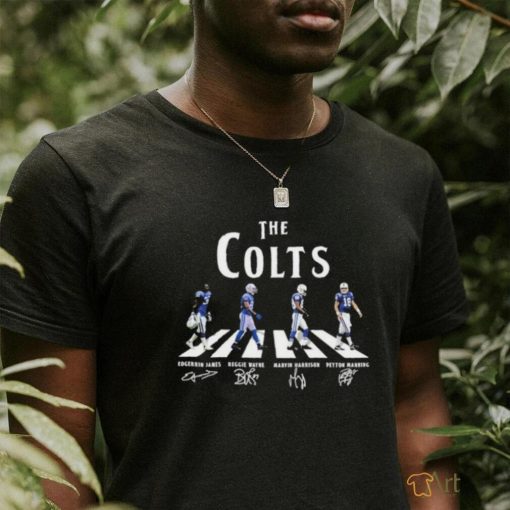 Official The Colts Abbey Road Edgerrin James Reggie Wayne Marvin Harrison And Peyton Manning Signatures Shirt