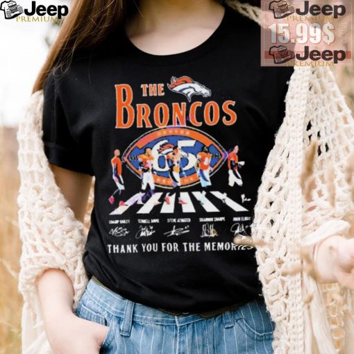 Official The Denver Broncos 65 Years 1959 2024 Signatures Thank You For The Memories shirt