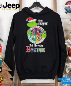 Official The Grinch I Hate People But I Love My Boston Team Sport Unisex T Shirt