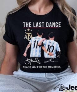 Official The Last Dance Messi and Di Maria Thank You For The Memories Signature T Shirt