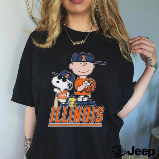 Official The Peanuts Movie Characters Illinois Fighting Illini Baseball Shirt