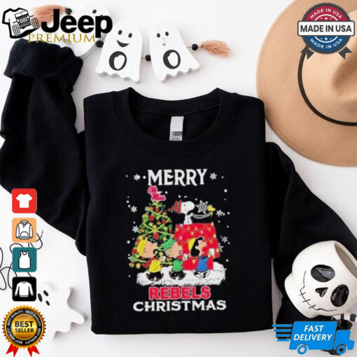 Official The Peanuts Snoopy And Friends Merry Christmas Ole Miss Rebels Shirt